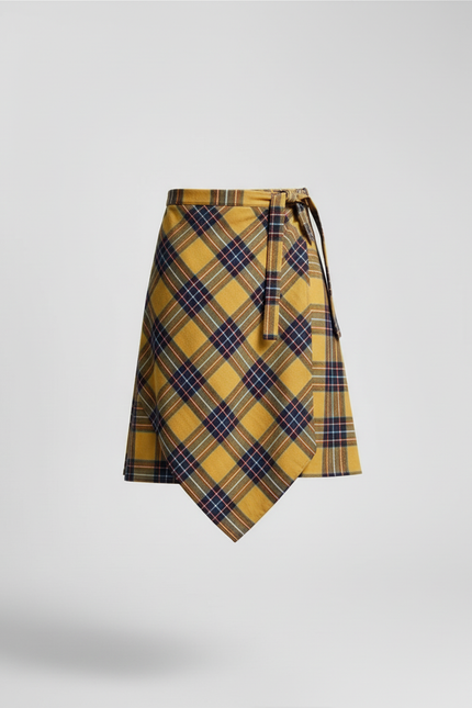 Jupe Homme Carreaux Jaunes Asymétrique Décontractée