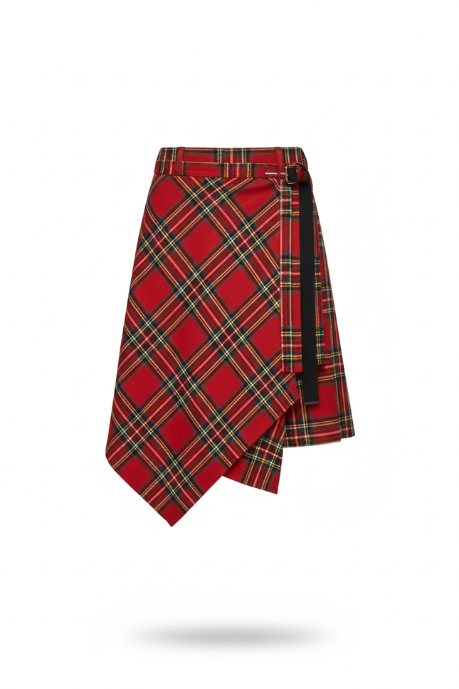 Jupe Homme Carreaux Asymétrique Décontractée