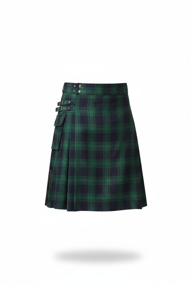Jupe Homme Écossaise Plissée Verte