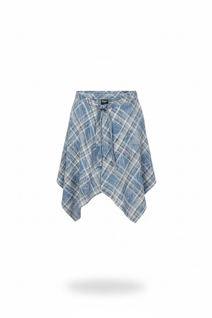 Jupe Homme Bleu Carreaux Irrégulière Décontractée