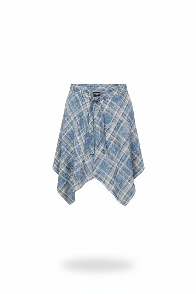 Jupe Homme Bleu Carreaux Irrégulière Décontractée