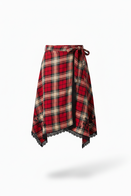 Jupe Homme Carreaux Écossais Asymétrique Décontractée
