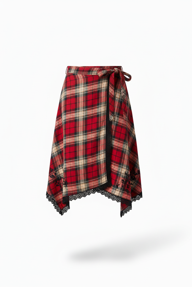 Jupe Homme Carreaux Écossais Asymétrique Décontractée