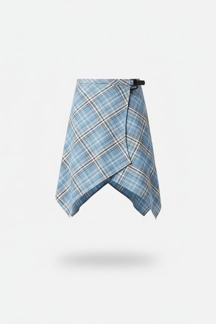 Jupe Homme Bleu À Carreaux Irrégulière Décontractée