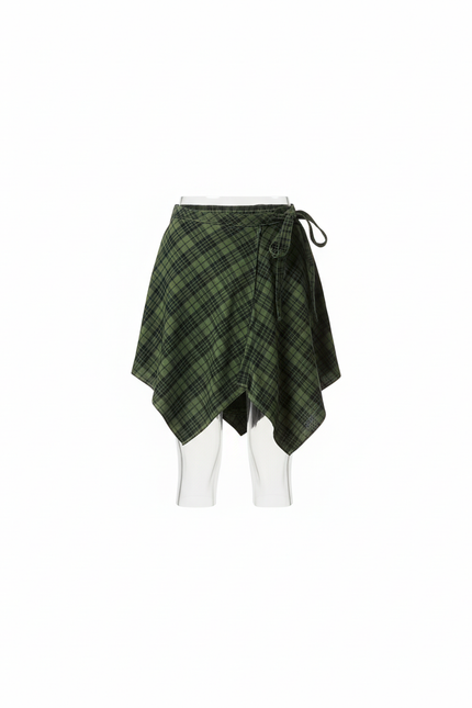 Jupe Homme Écossaise Verte Asymétrique Décontractée