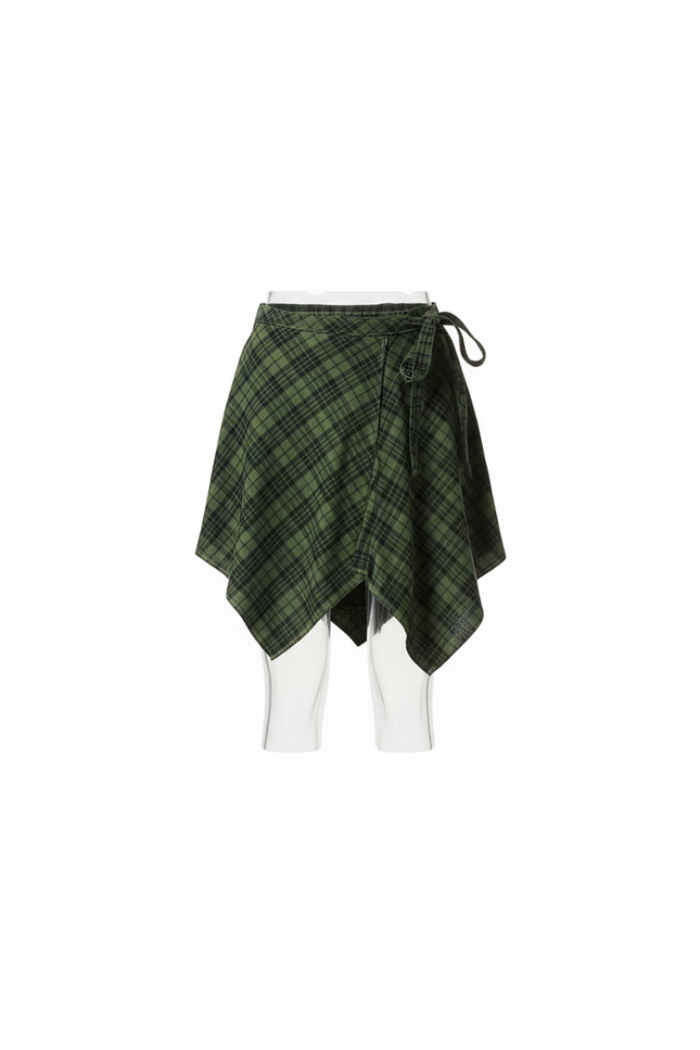 Jupe Homme Écossaise Verte Asymétrique Décontractée