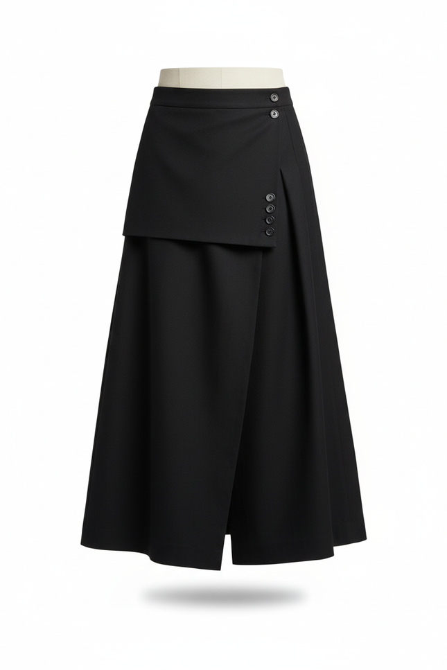 Jupe Homme Noire Overlap Fluide