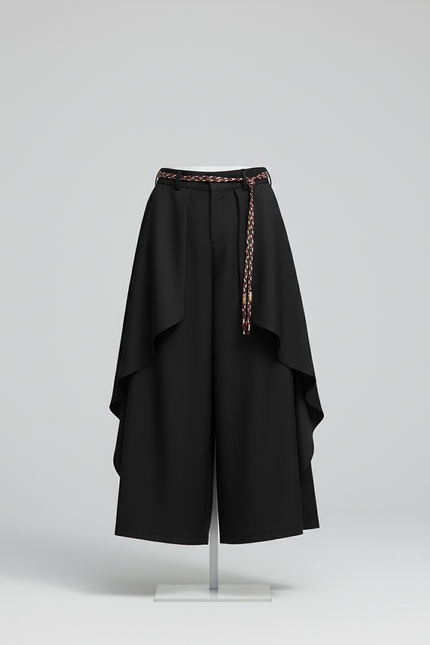 Jupe Homme Noire Coupe Irrégulière Fluide