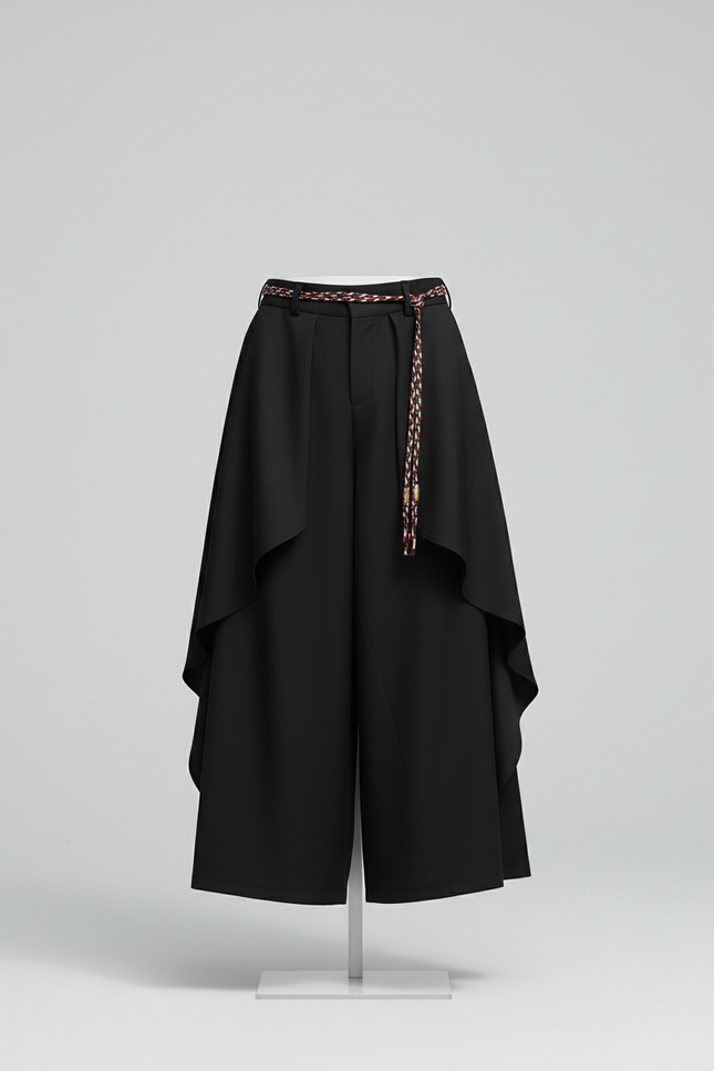 Jupe Homme Noire Coupe Irrégulière Fluide