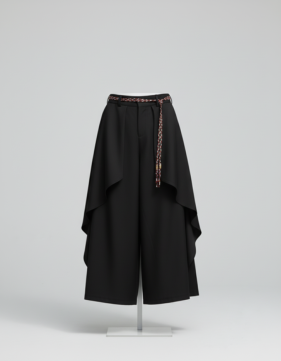 Jupe Homme Noire Coupe Irrégulière Fluide