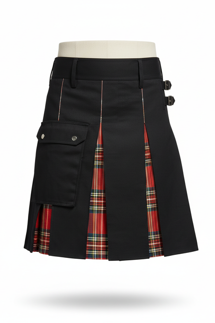 Jupe Homme Noire Plissée Écossaise Moderne