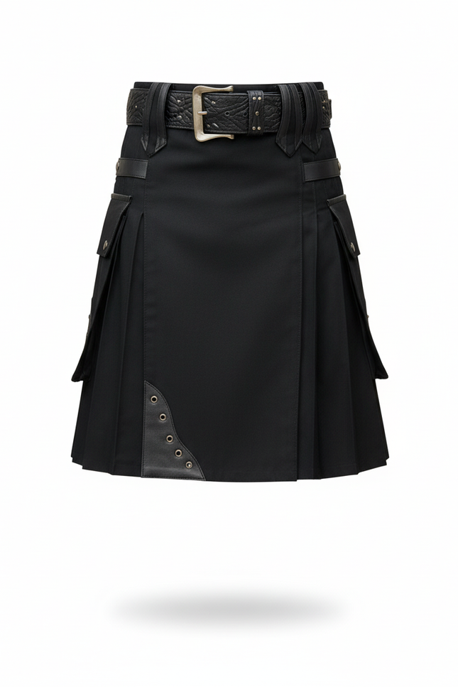 Jupe Homme Noir Plissée Traditionnelle