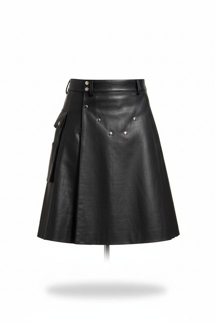 Jupe Homme Noir Cuir Plissée