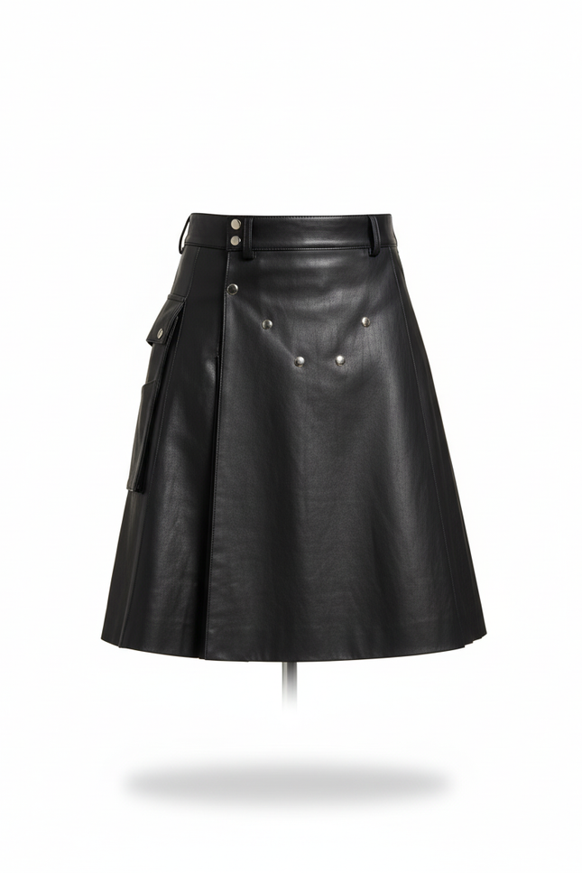 Jupe Homme Noir Cuir Plissée