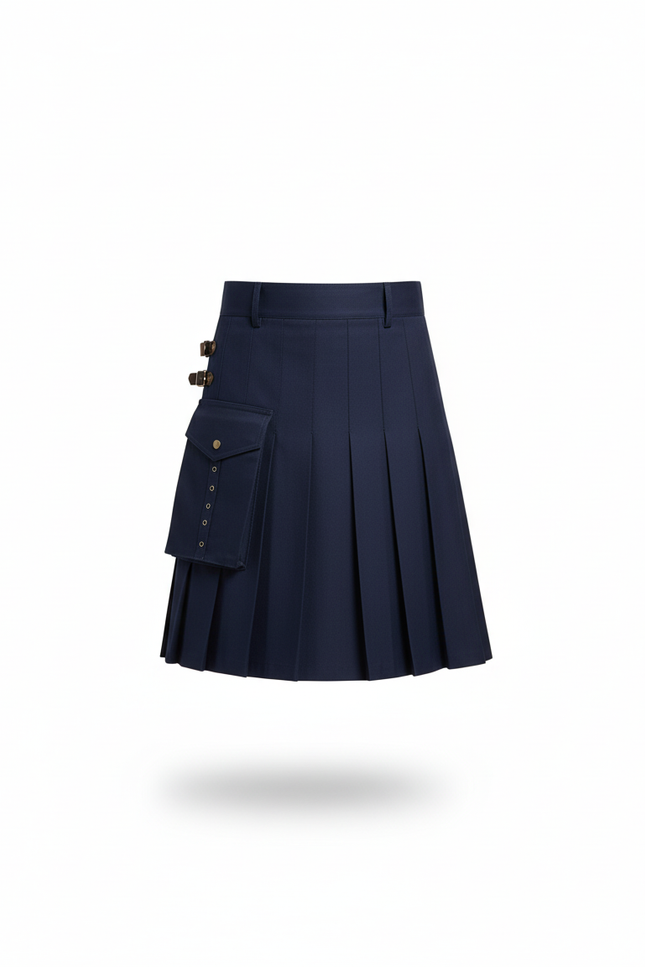 Jupe Homme Bleu Marine Plissée Décontractée